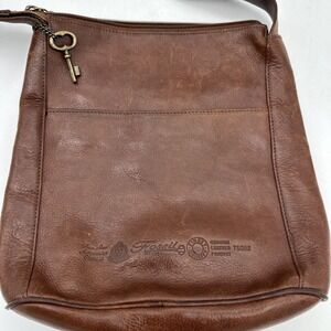 Fossil 75082 Vintage Brown Leather Crossbody Purse Shoulder Messenger 10x10
